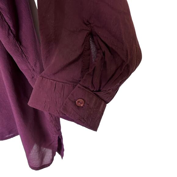 Tolani Purple 100% Cupro Button Up Roll Tab Long Sleeve Blouse - Picture 5 of 8